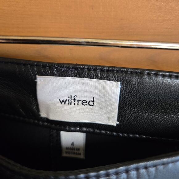 Aritzia Wilfred Melina High Waist Vegan Leather Black Straight Leg Trouser Pant - Picture 4 of 6